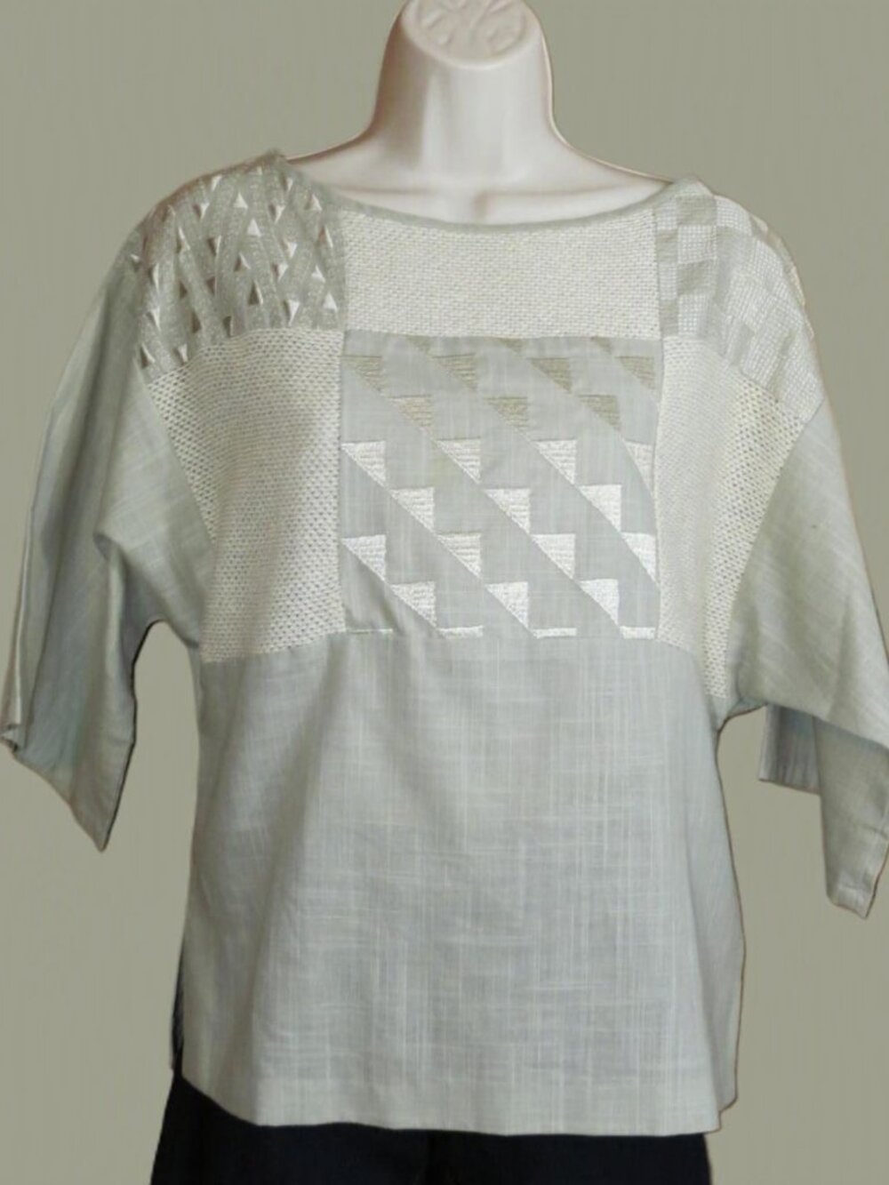 VTG Brenner Women's Top Lt Sage Green & Tan Cotton USA Size 9/10